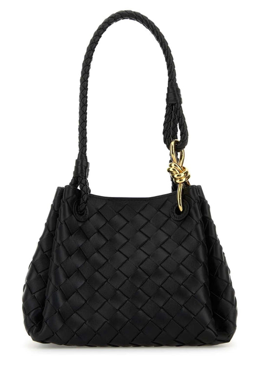 Bottega Veneta Women Black Leather Small Parachute Handbag