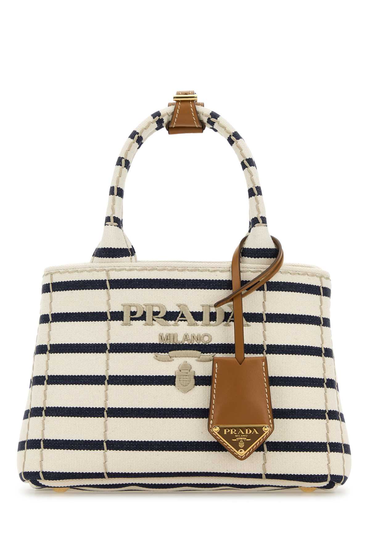 Prada Women Embroidered Canvas Mini Handbag