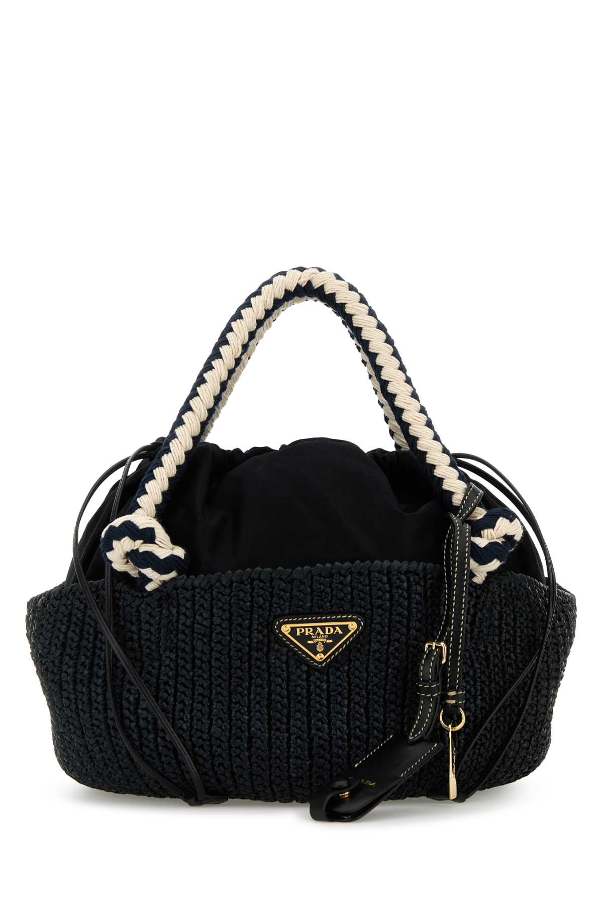 Prada Women Black Raffia Small Handbag
