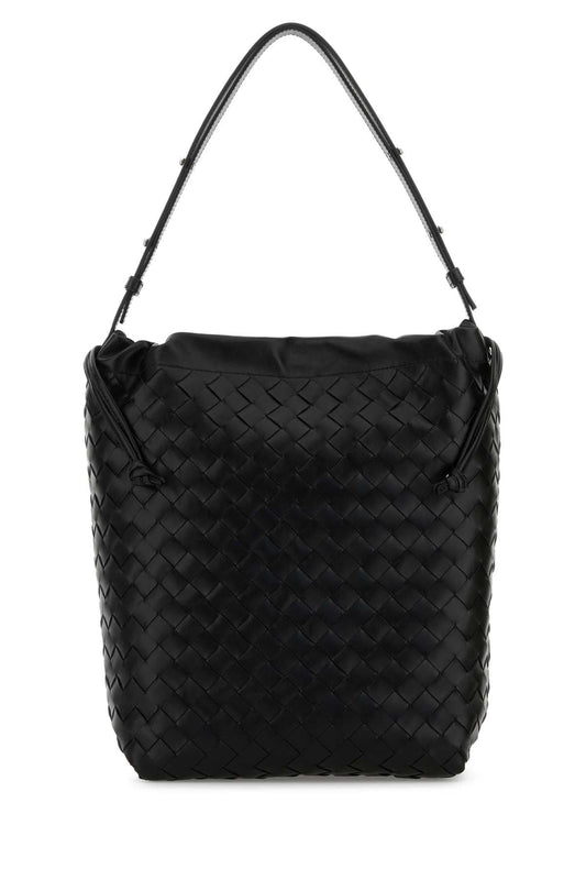 Bottega Veneta Men Black Leather Shopping Bag