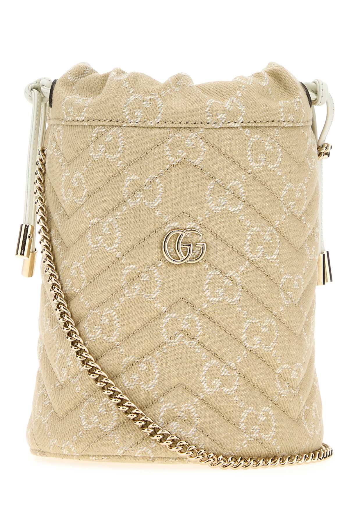 Gucci Women Gg Denim Small Gg Marmont Bucket Bag