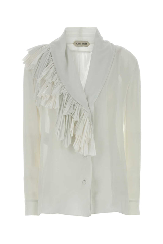 Alberta Ferretti Women White Crepe Shirt