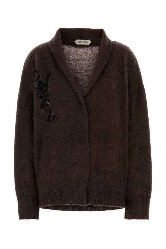 Alberta Ferretti Women Brown Wool Blend Cardigan