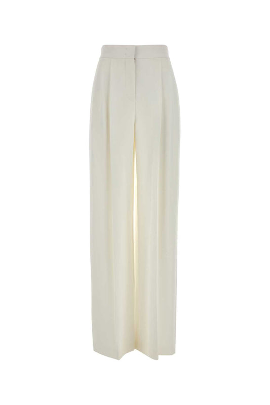 Alberta Ferretti Women White Stretch Crepe Wide-Leg Pant