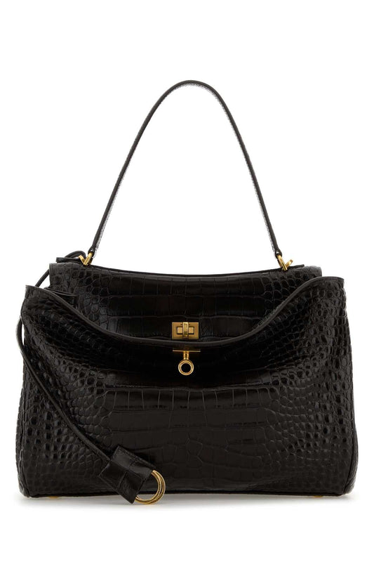 Balenciaga Women Dark Brown Leather Rodeo Handbag