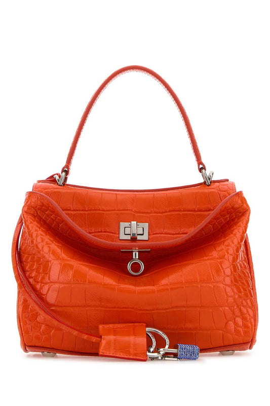 Balenciaga Women Orange Leather Mini Rodeo Handbag