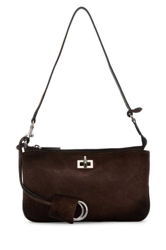 Balenciaga Women Brown Suede Rodeo Shoulder Bag