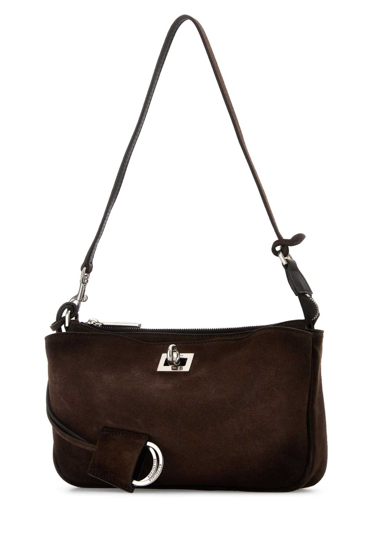 Balenciaga Women Brown Suede Rodeo Shoulder Bag