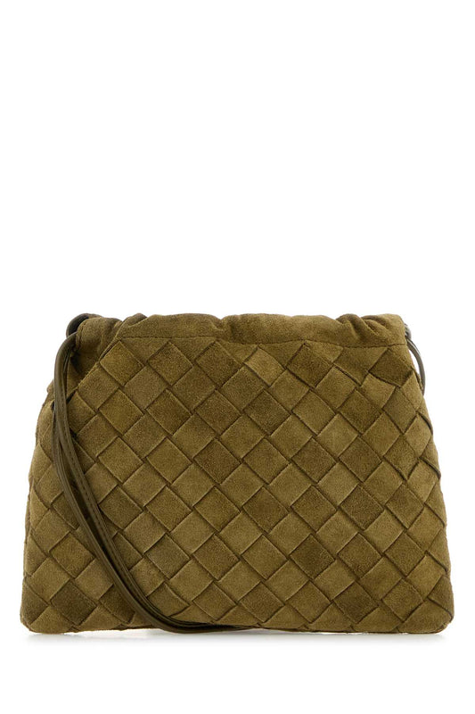 Bottega Veneta Women Army Green Suede Crossbody Bag