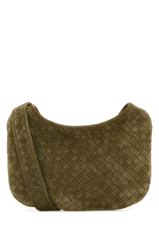 Bottega Veneta Men Sage Green Suede Crossbody Bag
