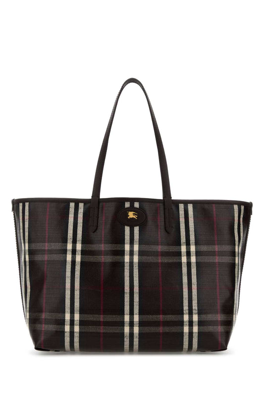 Burberry Women Embroidered Canvas Medium Highlands Shopping Bag