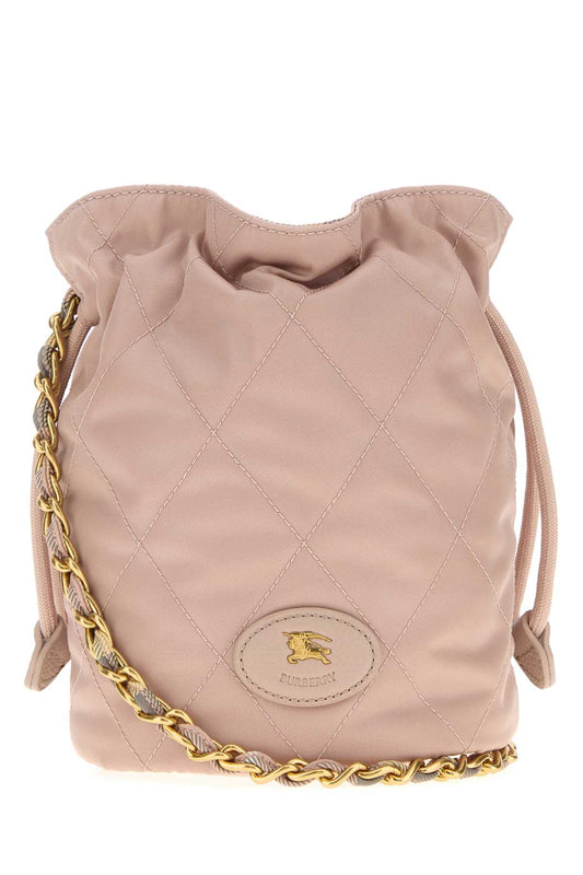 Burberry Women Pastel Pink Canvas Horseshoe Bucket Bag