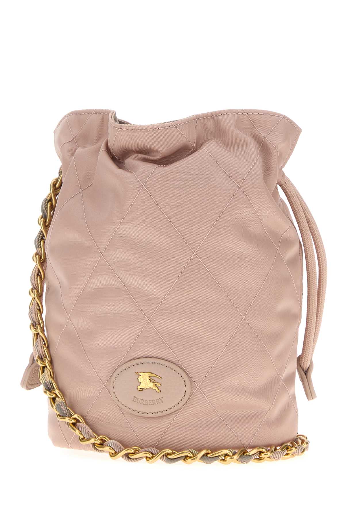Burberry Women Pastel Pink Canvas Horseshoe Bucket Bag