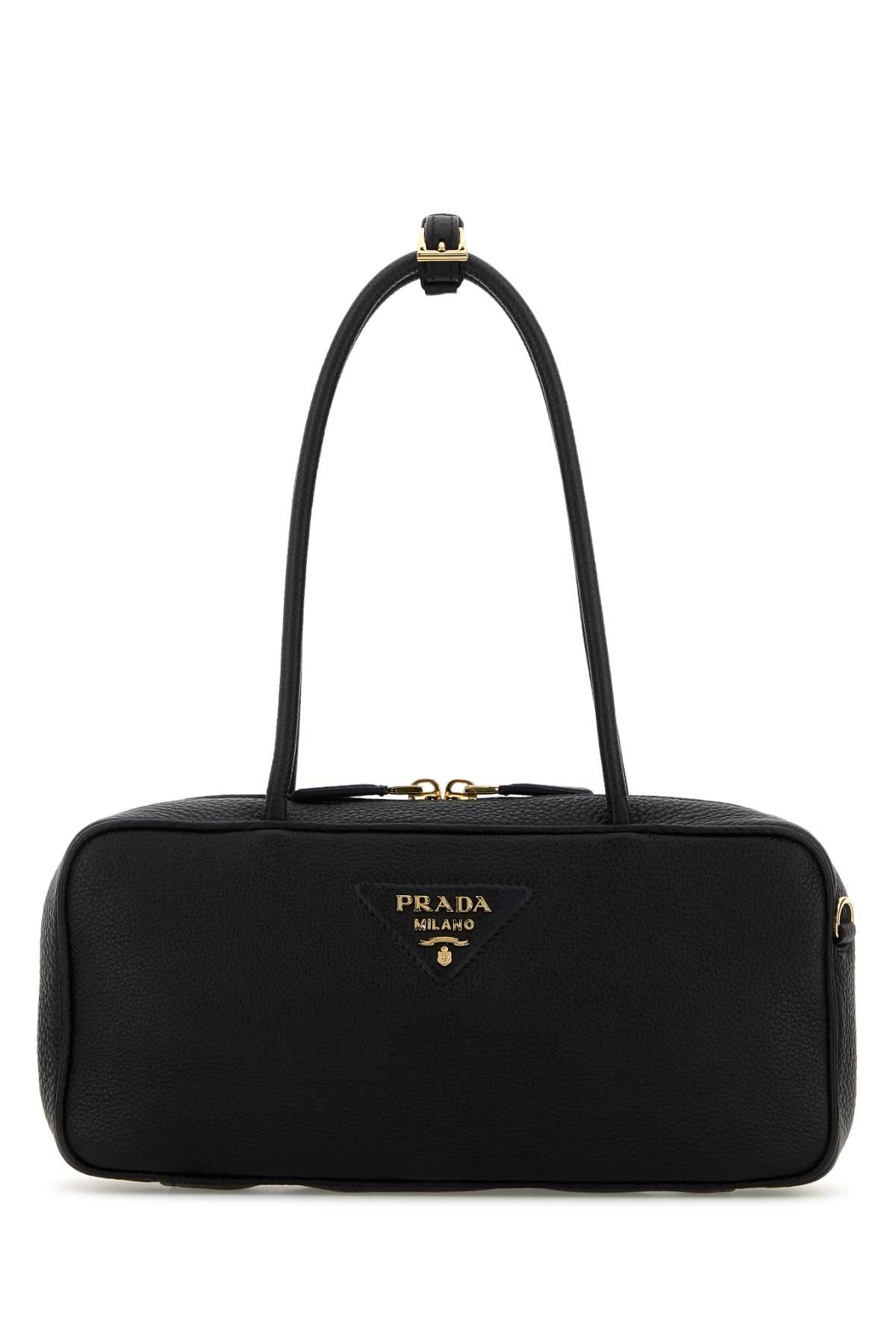Prada Women Black Leather Shoulder Bag