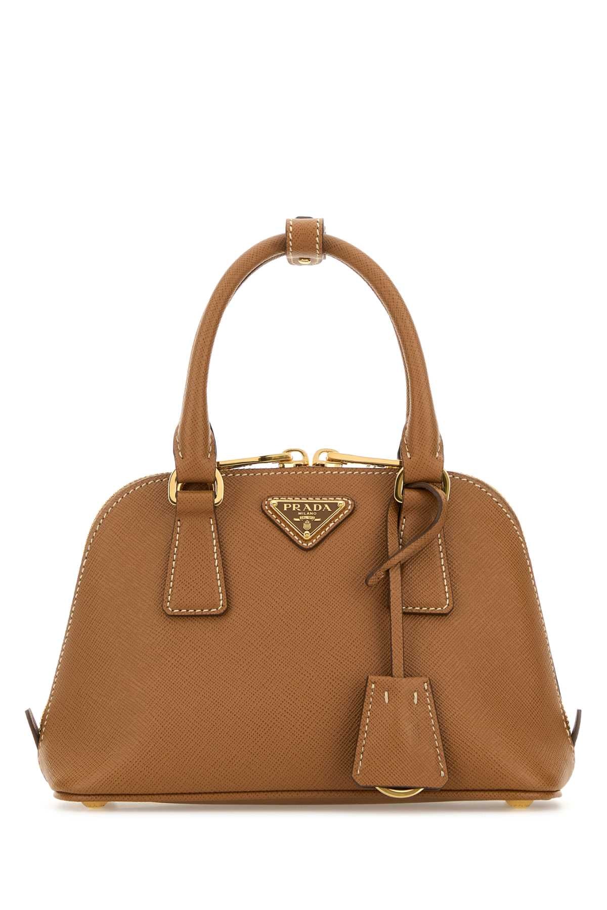 Prada Women Camel Leather Handbag