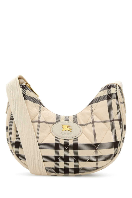 Burberry Women Embroidered Canvas Fabric Horseshoe Crossbody Bag
