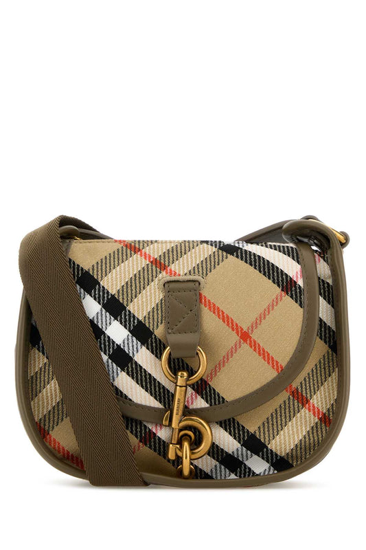 Burberry Women Embroidered Canvas Mini Messenger B Clip Crossbody Bag