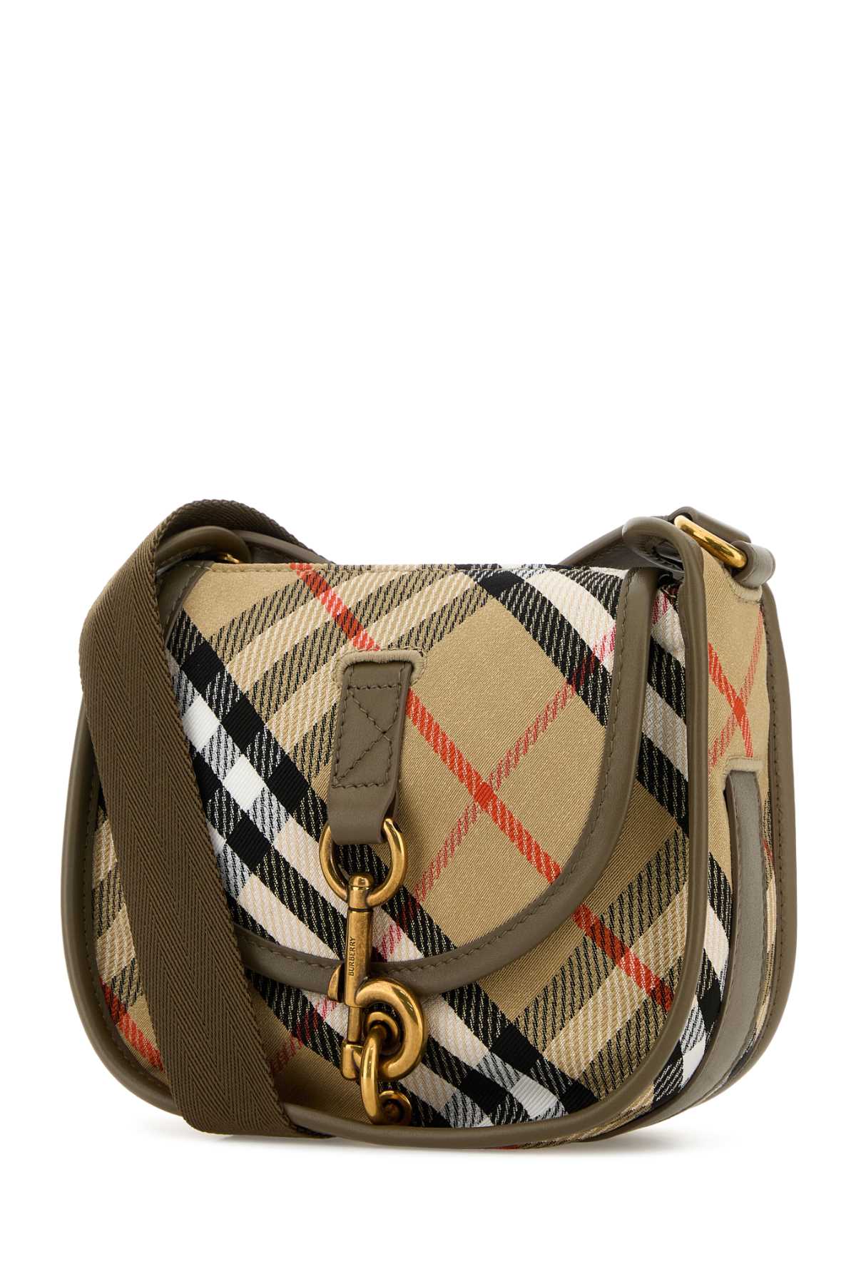 Burberry Women Embroidered Canvas Mini Messenger B Clip Crossbody Bag