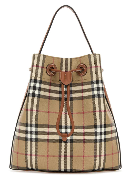 Burberry Unisex Printed Canvas Check Bucket Bag