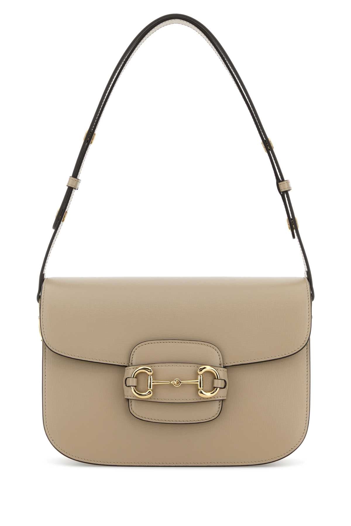 Gucci Women Beige Leather Medium Gucci Horsebit 1955 Shoulder Bag