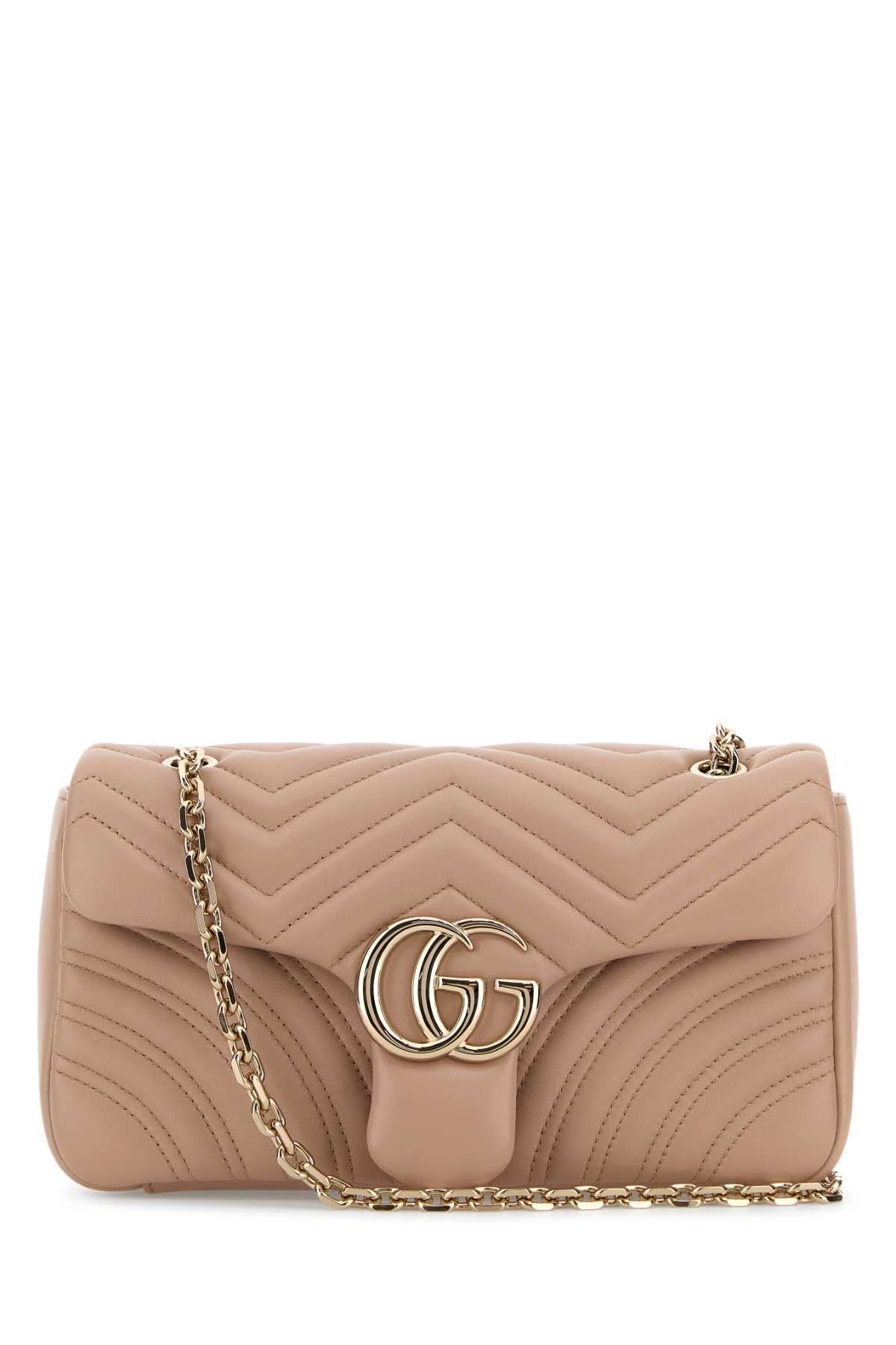 Gucci Women Powder Pink Nappa Leather Medium Gg Marmont Shoulder Bag