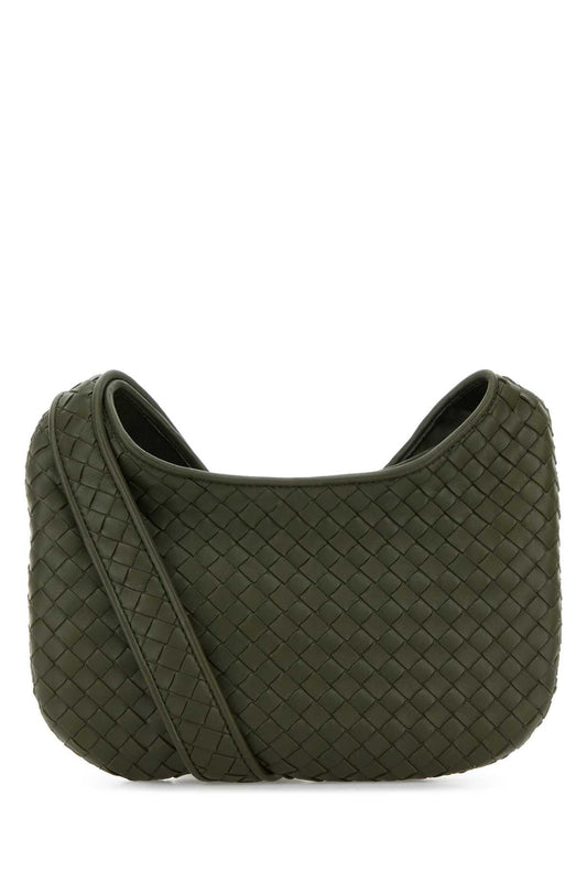 Bottega Veneta Men Army Green Leather Small Veneto Crossbody Bag