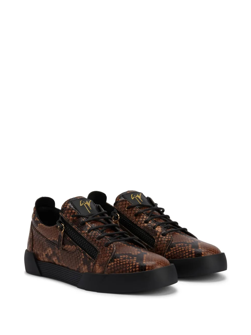 Giuseppe Zanotti Frankie Snakeskin-Print Leather Sneakers