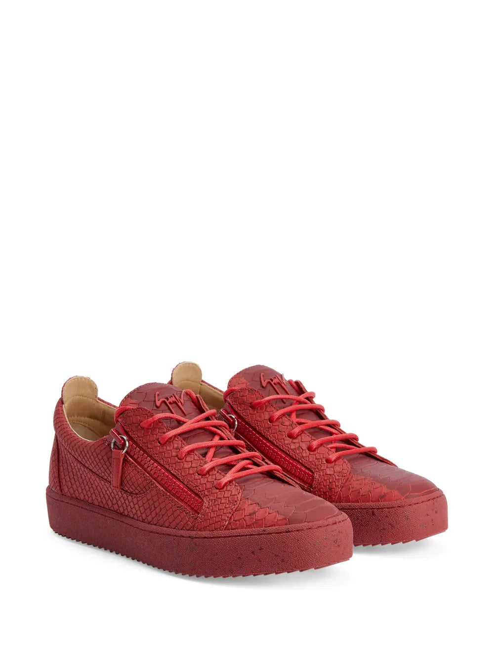 Giuseppe Zanotti Frankie Snakeskin-Effect Double-Zip Low-Top Sneakers