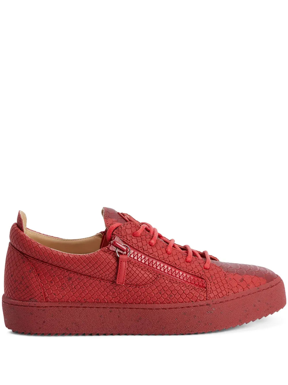 Giuseppe Zanotti Frankie Snakeskin-Effect Double-Zip Low-Top Sneakers