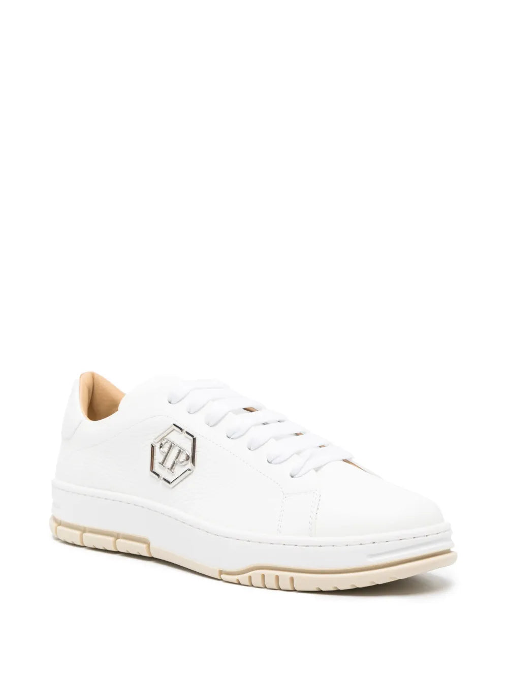 Philipp Plein Logo-Plaque Pebbled Leather Sneakers