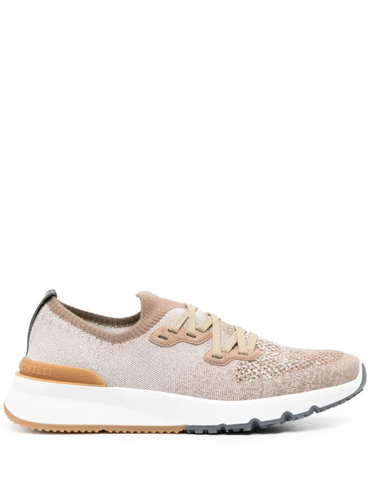 Brunello Cucinelli Mesh-Panel Lace-Up Sneakers