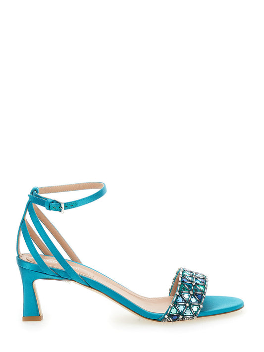 Alberta Ferretti Women Light Blue Sandals With Mirror-Like Details In Leather Woman