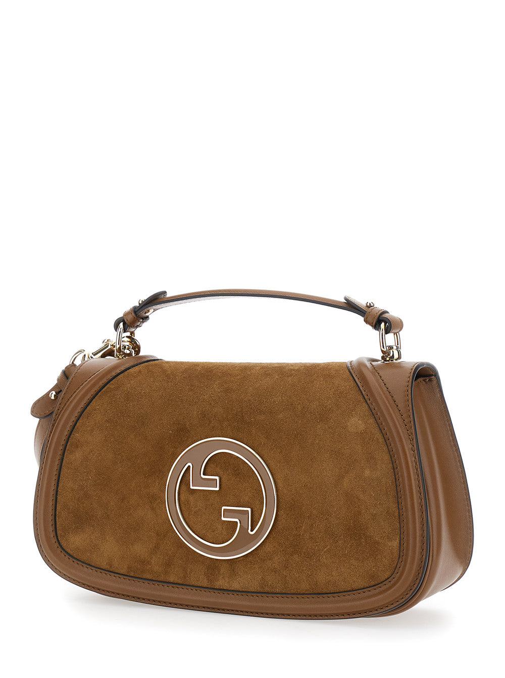 Gucci Women 'Blondie' Brown Handbag With Gg Logo Plaque On The Front In Suede Woman