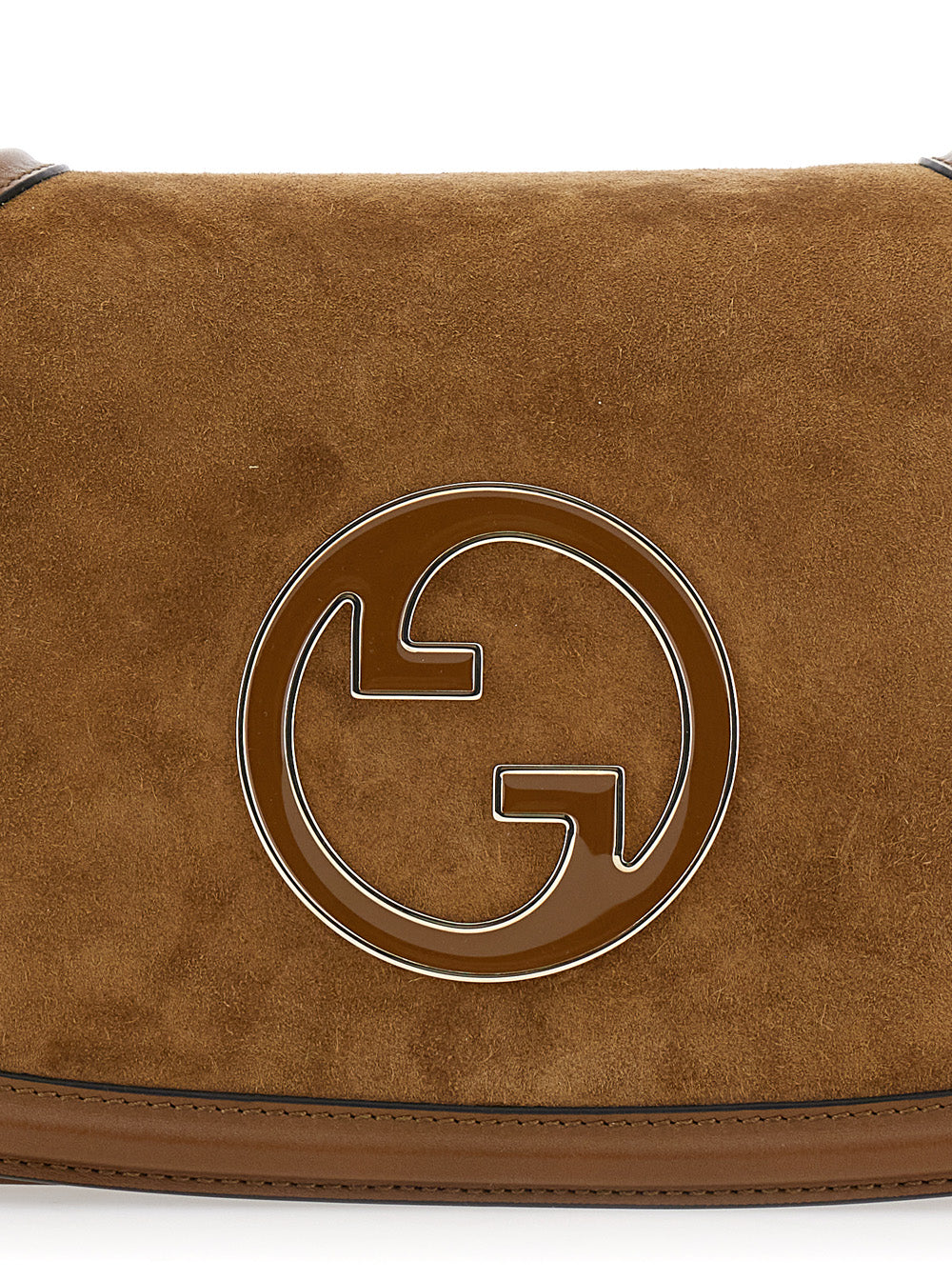 Gucci Women 'Blondie' Brown Handbag With Gg Logo Plaque On The Front In Suede Woman