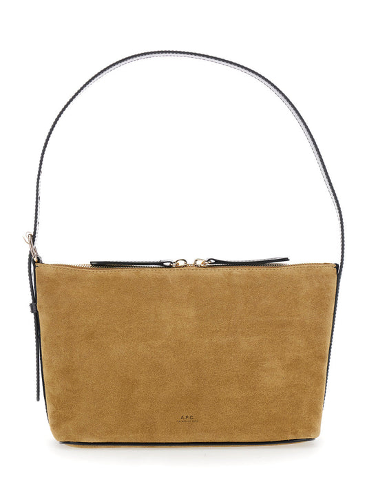 A.P.C. Women 'Vera' Beige Shoulder Bag With Top Handle And Zip Closure In Suede Woman