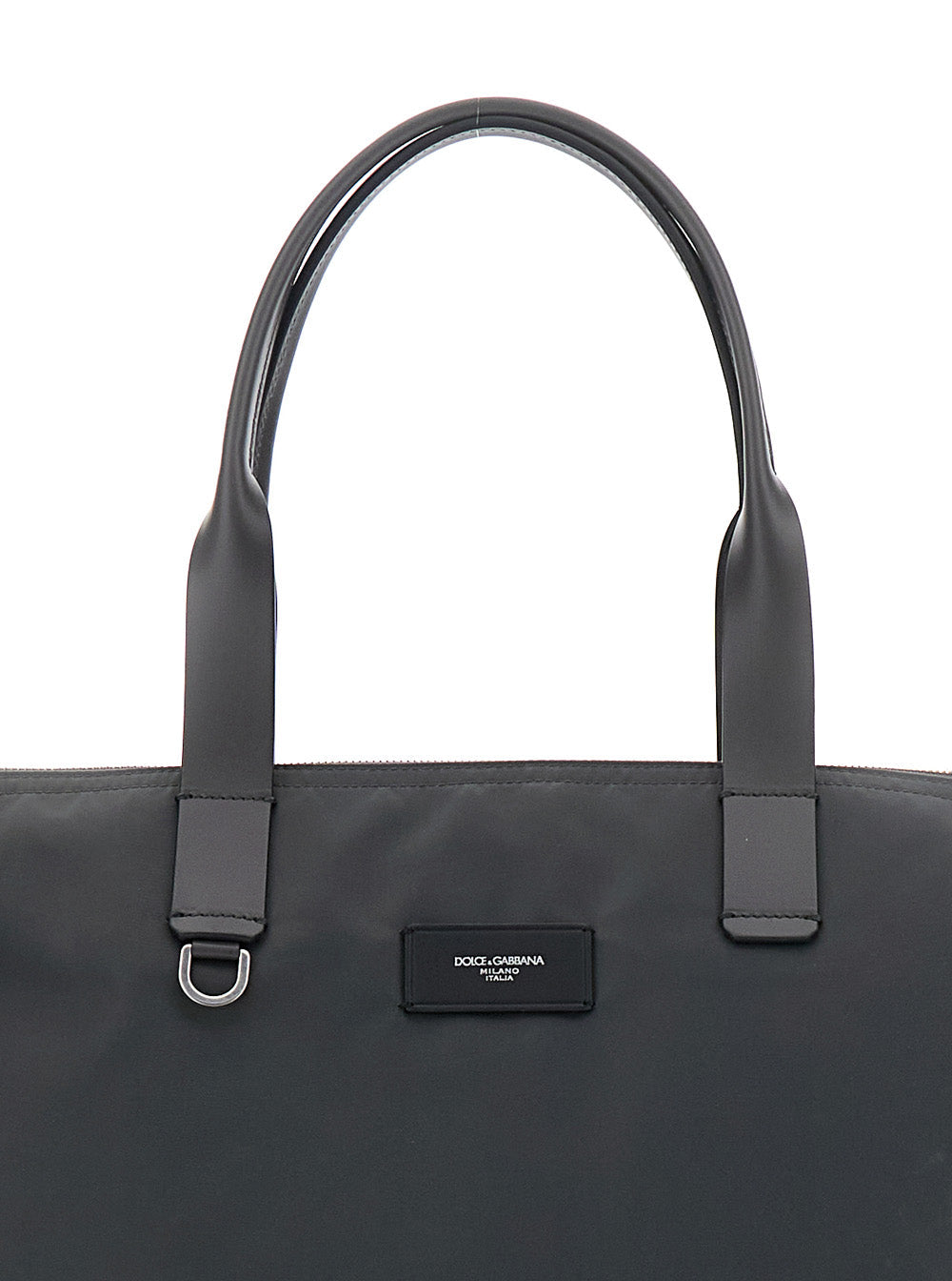 Dolce & Gabbana Men Grey Tote Bag With Two Top Handles And Logo Plaque On The Front In Tech Fabric Man