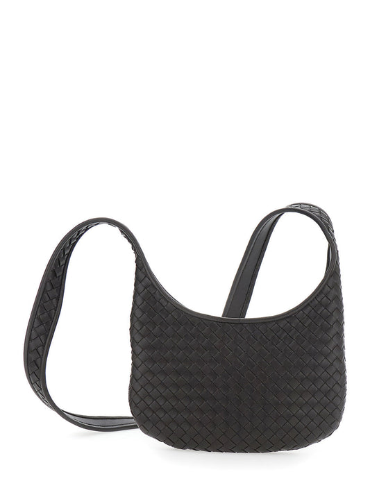 Bottega Veneta Men 'Veneto' Brown Shoulder Bag With Fixed Shoulder Strap And All-Over Intrecciato Motif In Leather Man