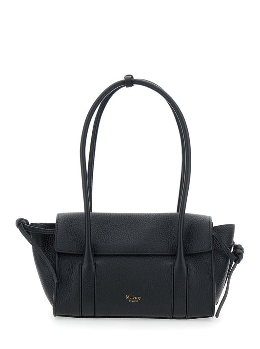 Mulberry Women 'Mini Bayswater' Black Shoulder Bag With Laminated Logo In Leather Woman