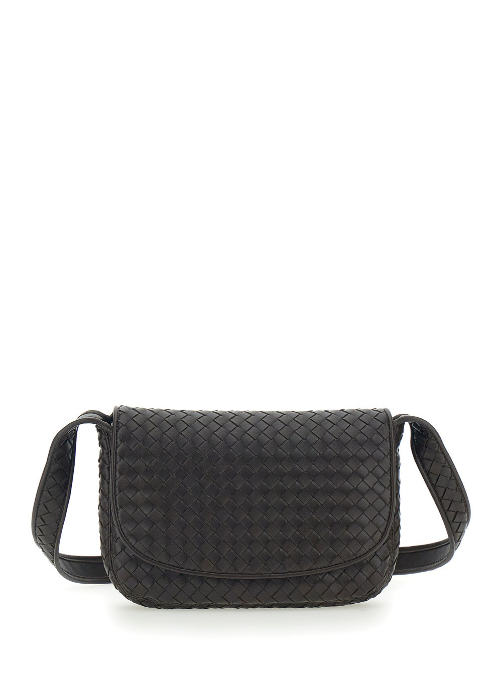Bottega Veneta Men Brown Crossbody Bag With Flap Closure And Intreccio Design In Leather Man