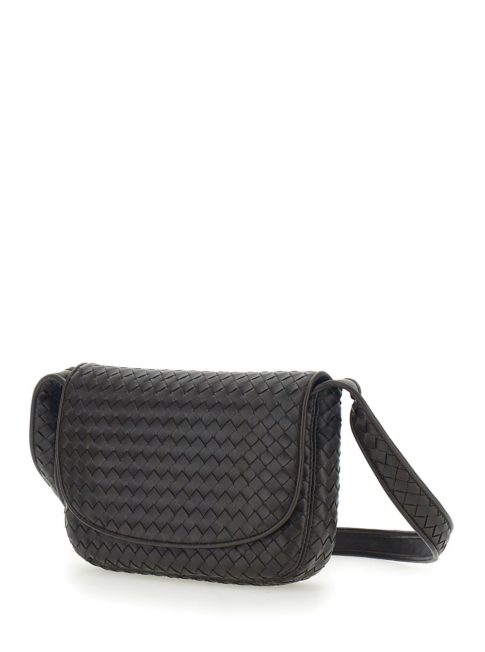 Bottega Veneta Men Brown Crossbody Bag With Flap Closure And Intreccio Design In Leather Man