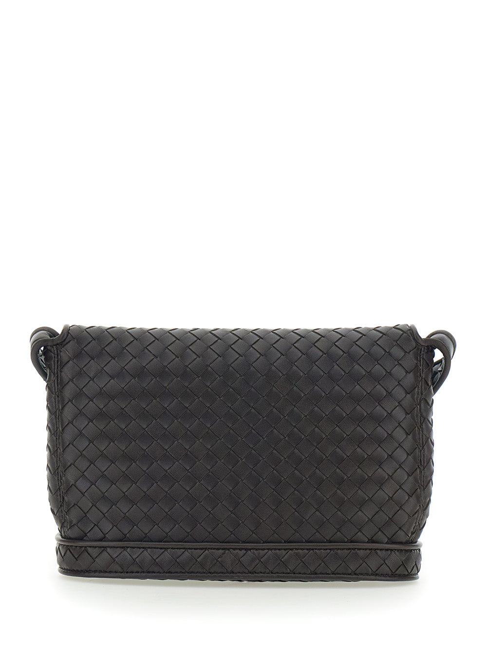 Bottega Veneta Men Brown Crossbody Bag With Flap Closure And Intreccio Design In Leather Man