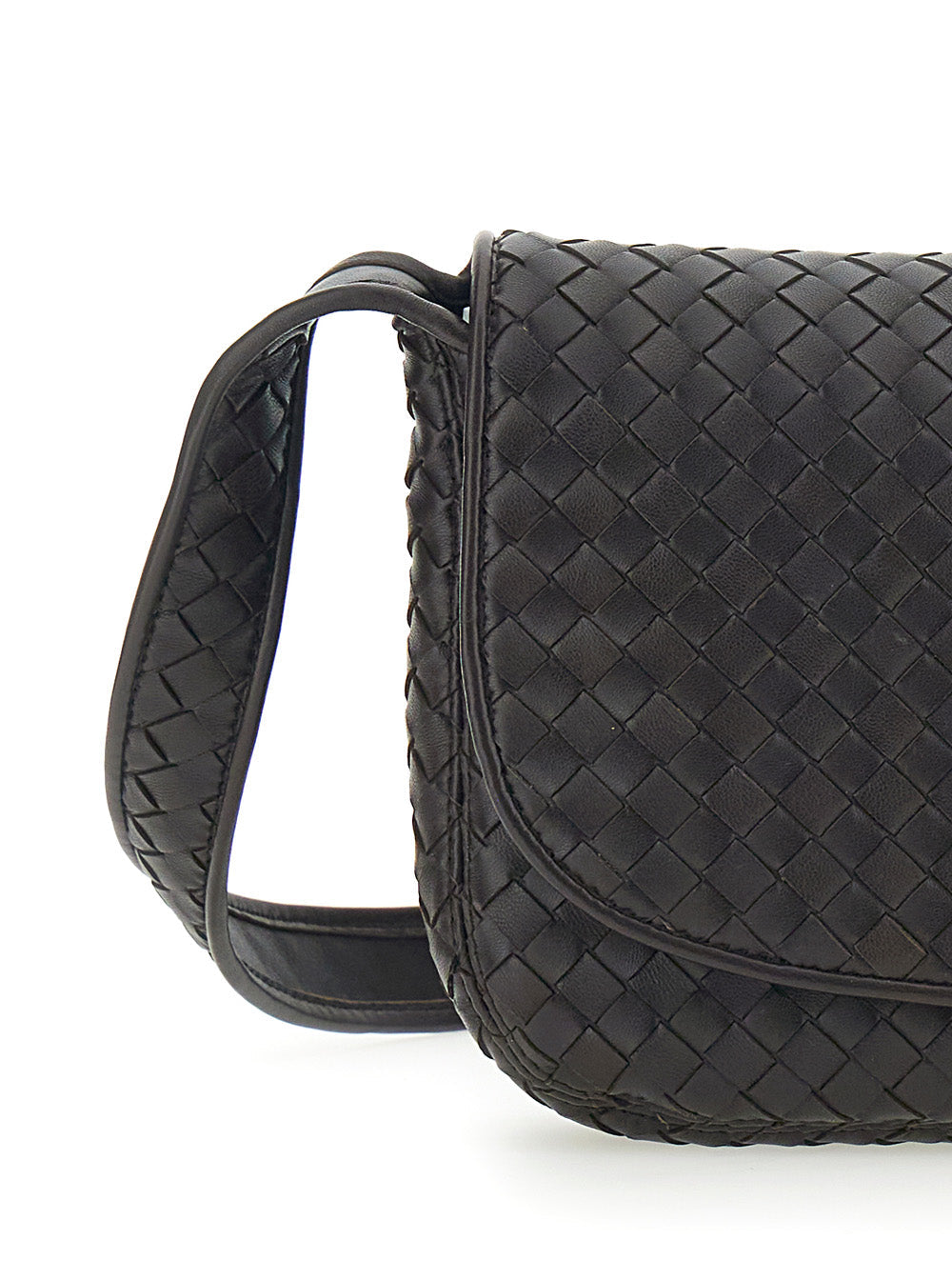 Bottega Veneta Men Brown Crossbody Bag With Flap Closure And Intreccio Design In Leather Man