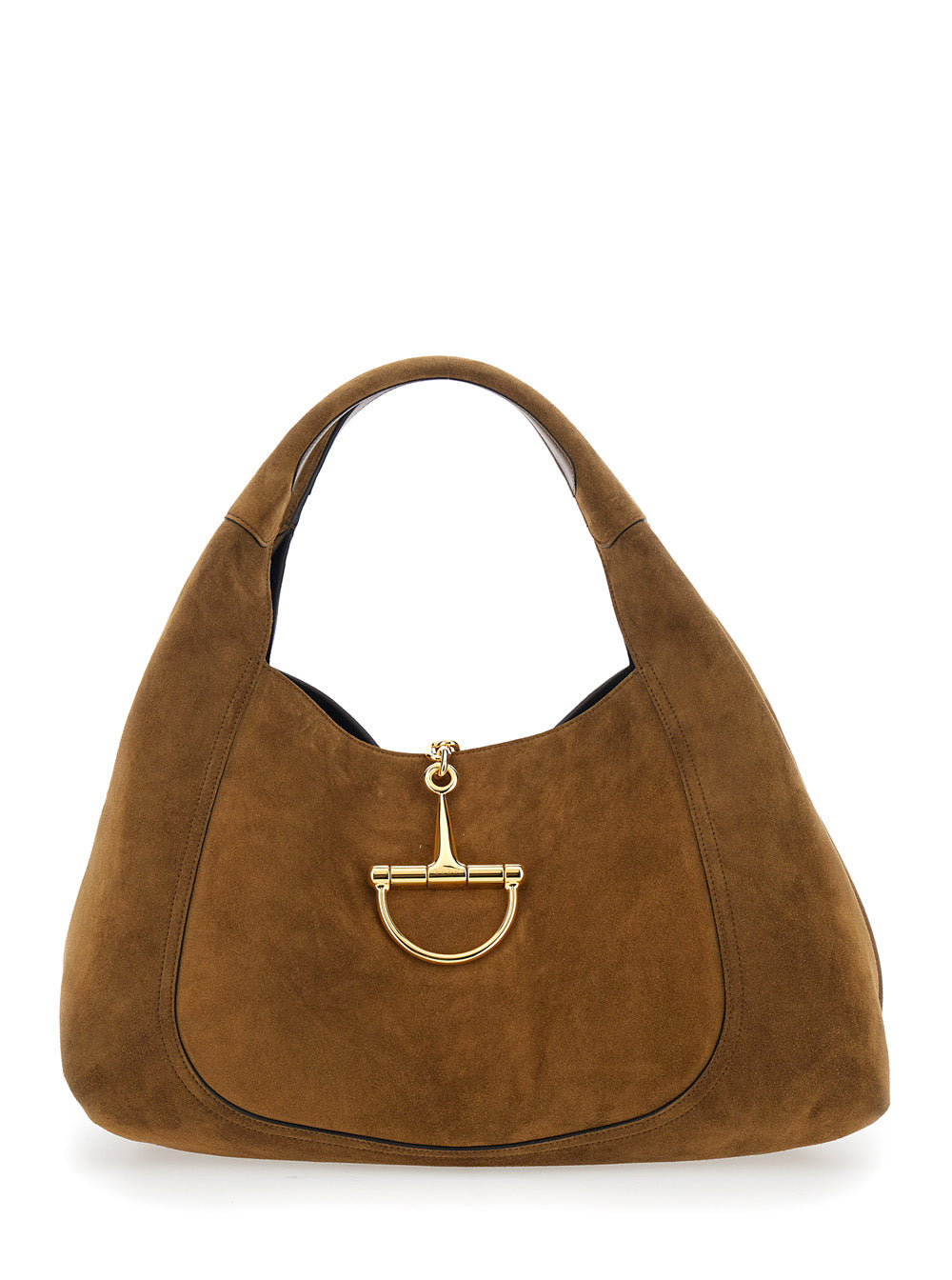 Gucci Women Brown Shoulder Bag With Horsebit Closure In Suede Woman