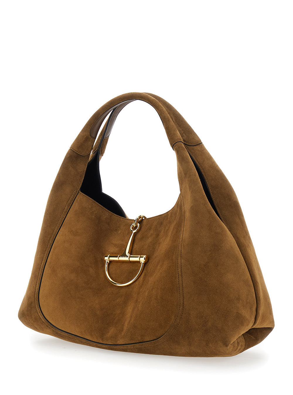 Gucci Women Brown Shoulder Bag With Horsebit Closure In Suede Woman