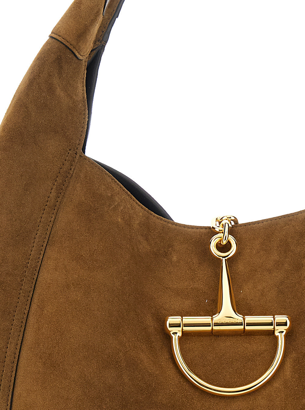 Gucci Women Brown Shoulder Bag With Horsebit Closure In Suede Woman