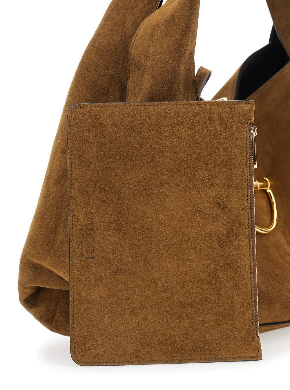 Gucci Women Brown Shoulder Bag With Horsebit Closure In Suede Woman