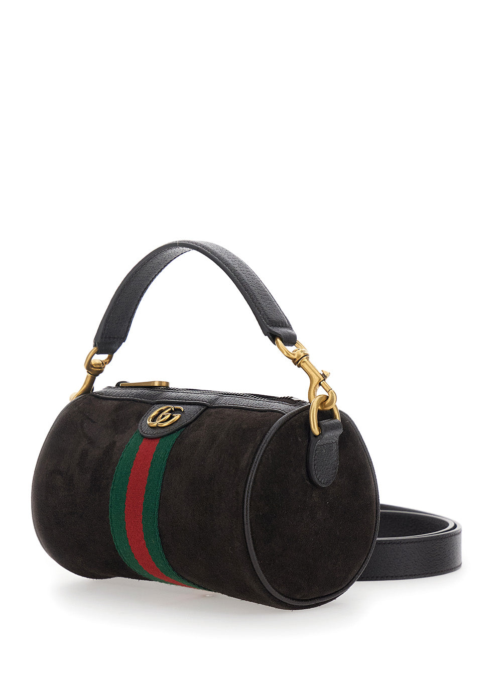 Gucci Men 'Ophidia Mini' Brown Handbag With Gg Logo And Web Detail On The Front In Suede Man