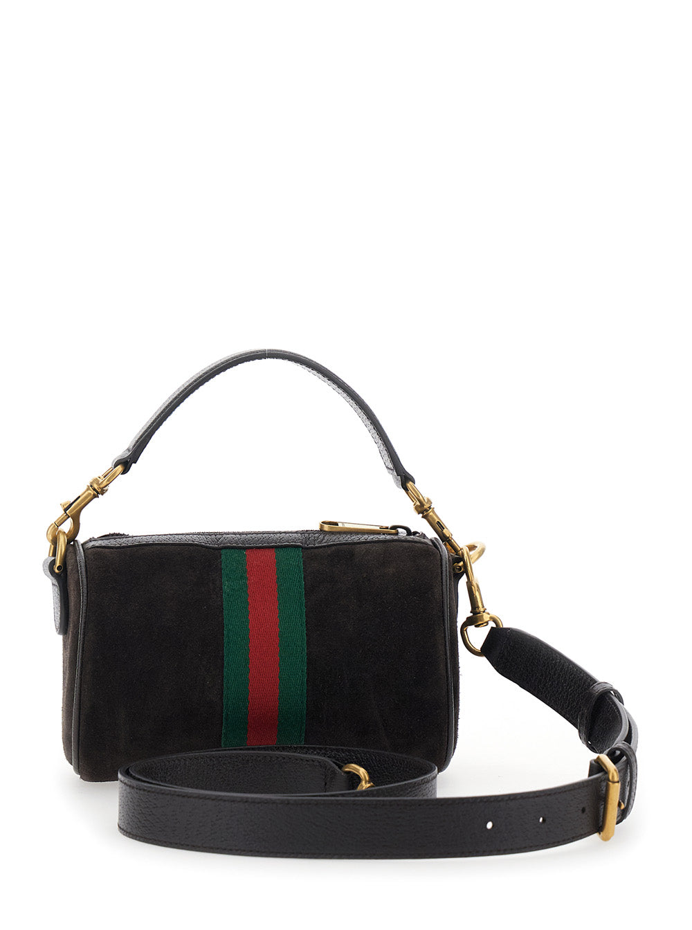 Gucci Men 'Ophidia Mini' Brown Handbag With Gg Logo And Web Detail On The Front In Suede Man