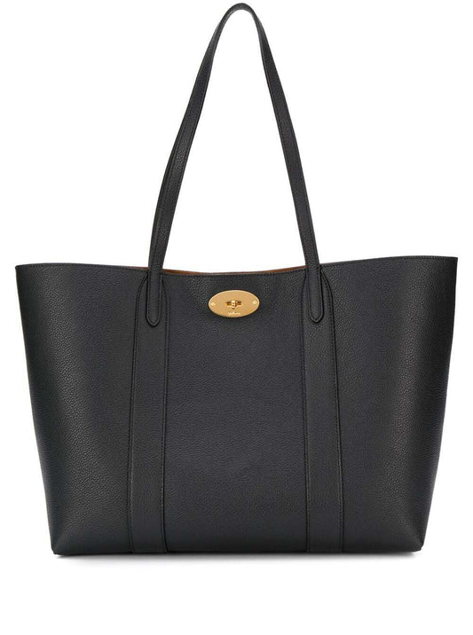 Mulberry Women Black Tote Bag With Front Turn-Lock Closure And And Two Top Handles In Leather Woman