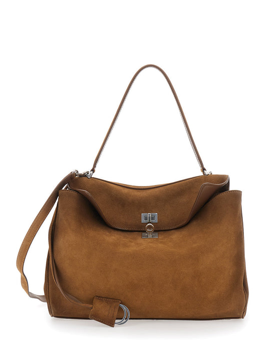 Balenciaga Women 'Rodeo Medium' Beige Shoulder Bag With Removable Shoulder Strap In Suede Woman
